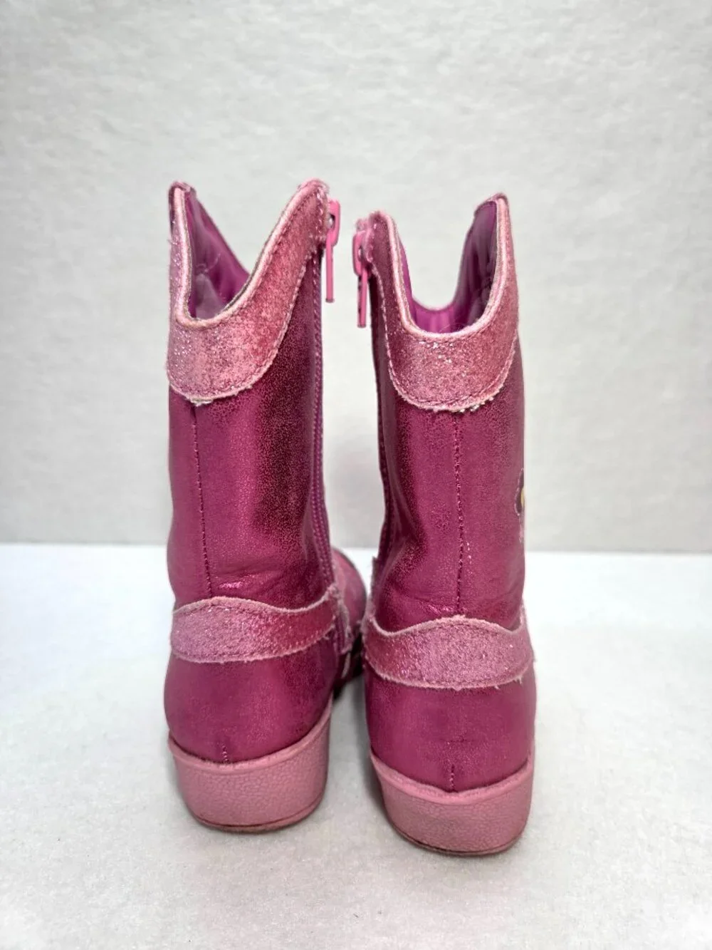 Disney Minnie Mouse Cowgirl Western Boots Pink Glitter Toddler Girls Size 8